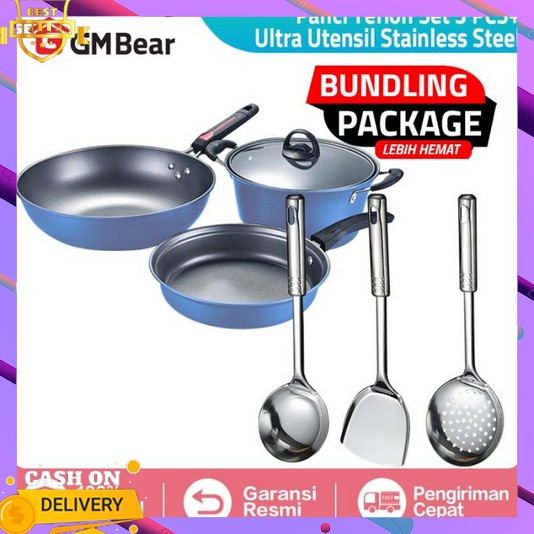 Panci Set Isi 5 Pcs Anti Lengket Promo 3 In 1 Stainless Tebal Murah Psnci Jawa Pani Enamel Serbaguna