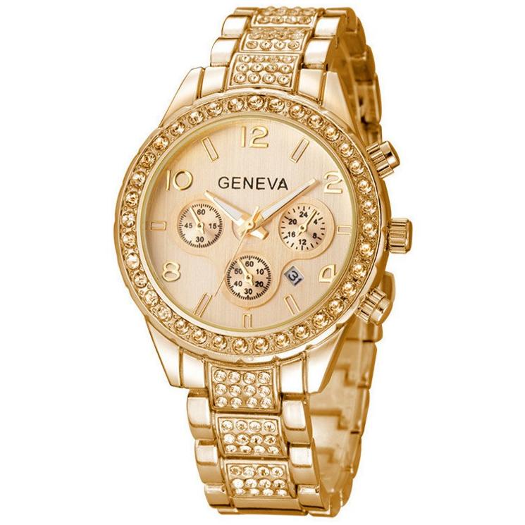Arjun- JAM TANGAN WANITA GENEVA RANTAI GOLD STAINLESS PESTA JAM073G1 CENTURY KECIL ORI KOREA MURAH R