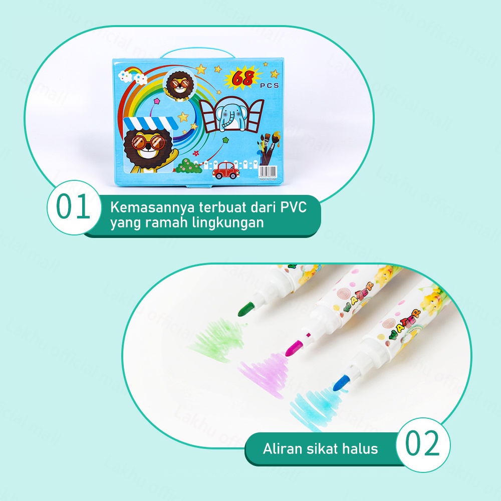 

T3R LAKHU 68PCS CRAYON SET ANAK PENSIL WARNA SET/PENSIL KRAYON WARNA ALAT MENGGAMBAR MEWARNAI XAT