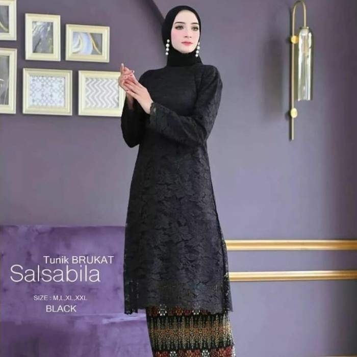 Terlaris Kebaya Tunik Brokat Jumbo Warna Hitam /Kebaya Pernikahan Hanya Atasan
