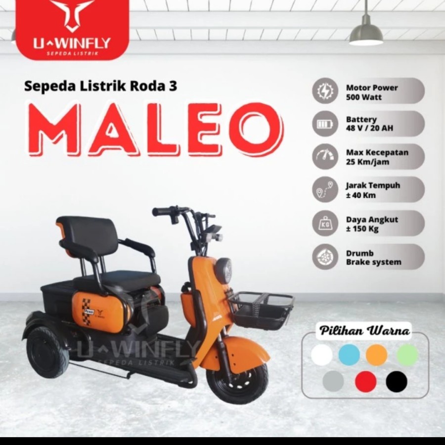 SEPEDA LISTRIK E-3 UWINLY MALEO (Electrik 3 Roda)