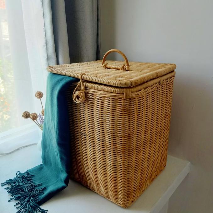 keranjang rotan laundry persegi besar
