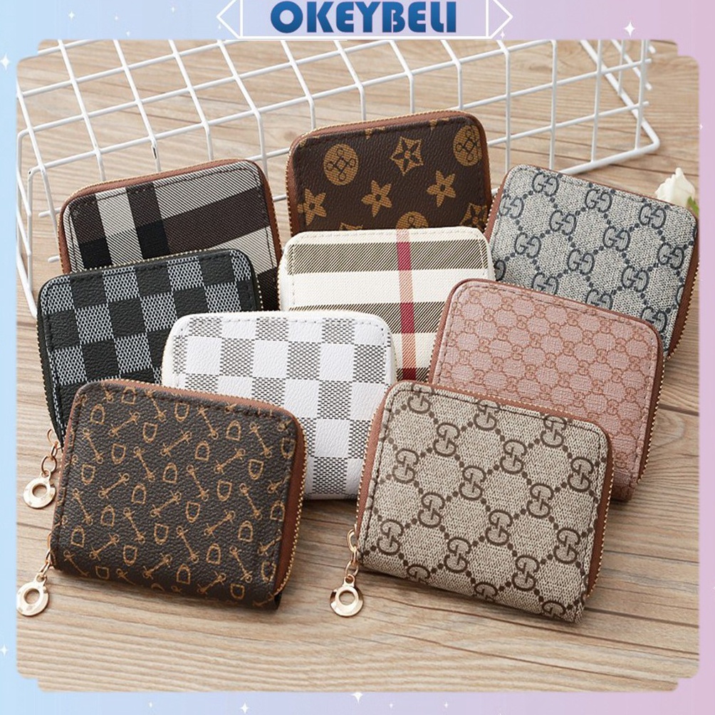 [LLO ♪♫) •OKEY BELI•DL070 Dompet Kartu Kulit Mini Dompet Motif Resleting kartu koin wanita Mini / im