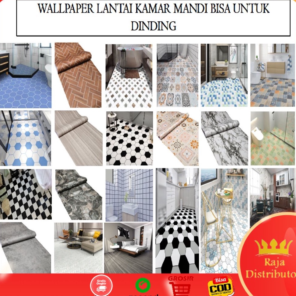VIRAL. Sticker Lantai Dinding Motif 2meter Perekat Wallpaper Kamar Mandi Dapur Ruang Tamu Kamar Tidu