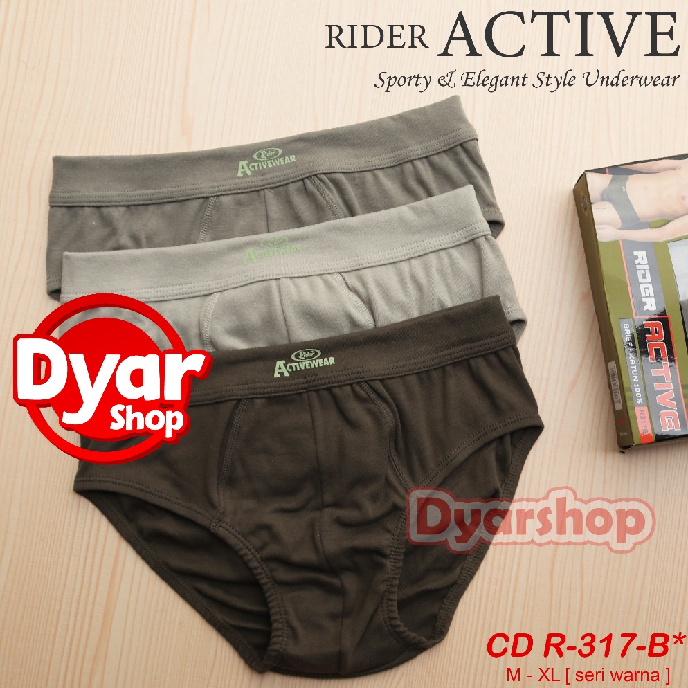 HOT SALE. [ 3 pcs ] CD Rider R-317-B / R 317 B Hijau || Celana Dalam Pria Dewasa Karet Semi Boxer | 
