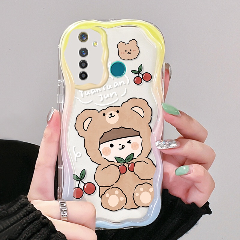 Casing Ponsel untuk Realme 5 5i 5s 5 Pro 6i C3 C3i Q Narzo 10 10A 20A Case pola kartun ceri beruang 