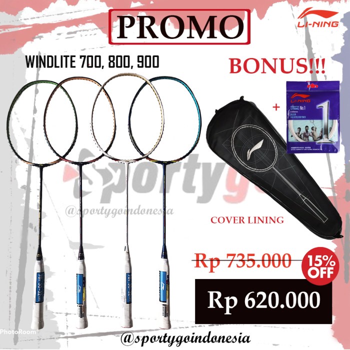 Terlaris Raket Badminton Li Ning Wind Lite 700 , 800 , 900 / Lining Windlite