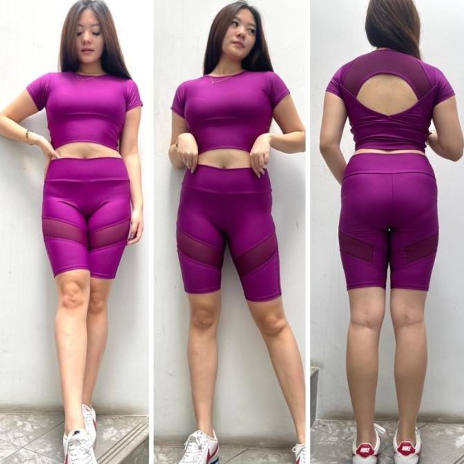 SETELAN BAJU SENAM AEROBIK SET CROP SEXY TILE BAJU ZUMBA YOGA FITNES