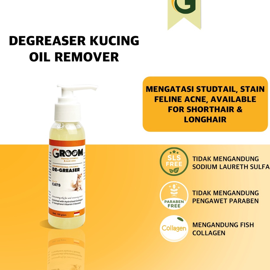 ༆ D 3187 Groom Degreaser Kucing Degreaser Grooming Ukuran 100 Gram  ✓ ☬