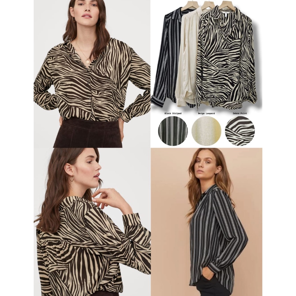 SALE TERBATAS. HM Kemeja Lengan Panjang Wanita Original Motif | Long Sleeves Blouse [HM-3846]