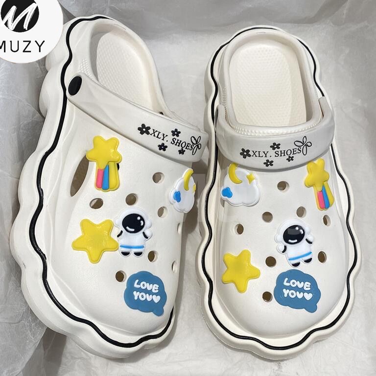 Recomended.. Muzy Sendal Crocs  Wanita Sandal Baim Sendal Wanita Selop Penutup Bolong Bahan Karet HS