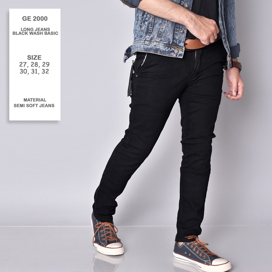 ✤Grosir✤ DGM Fashion  Celana Jeans Hitam Pensil Panjang Pria 004