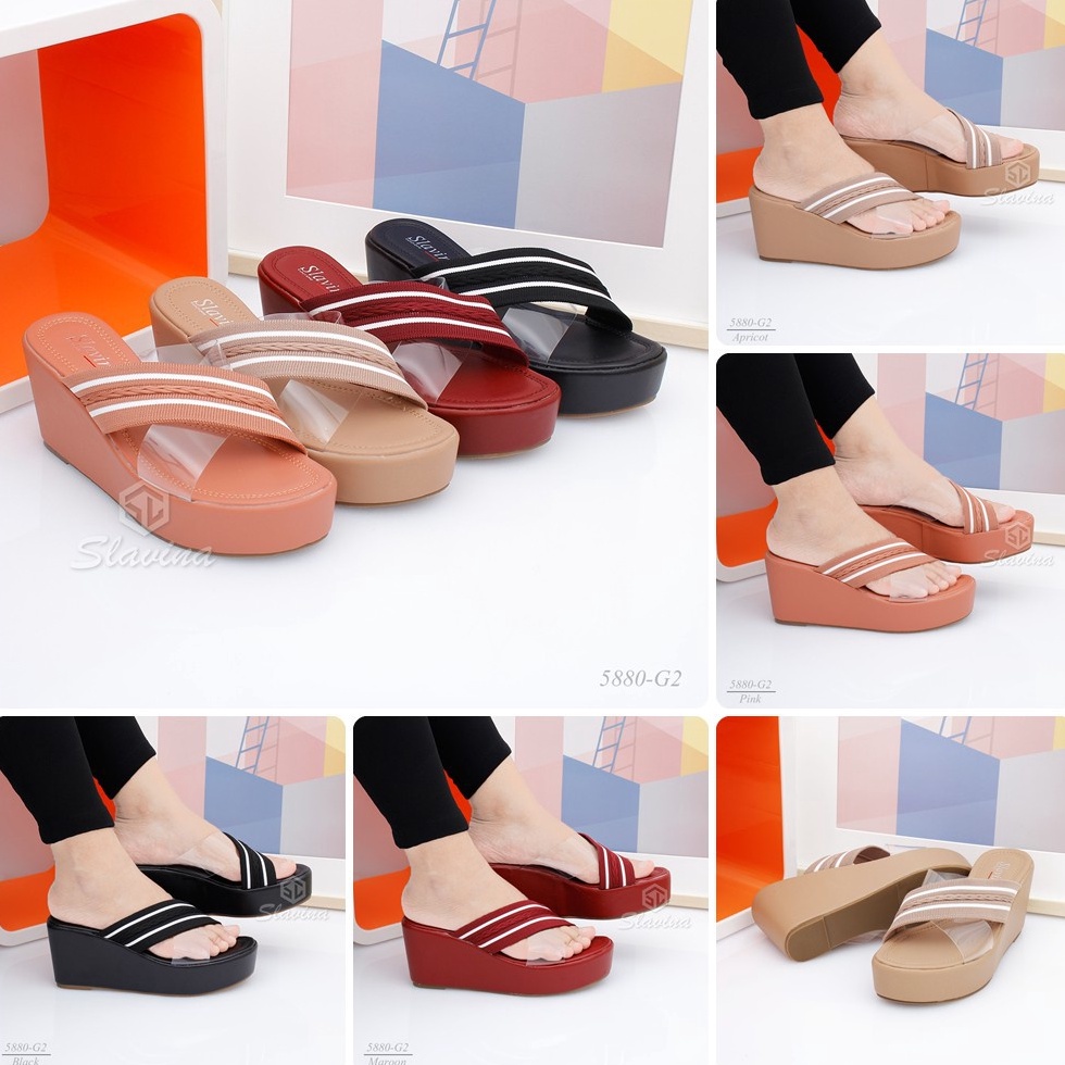 Chekout.. BIG SALE - Ivony Seivona - 5580-G2 Sandal Slavina Wedges Series