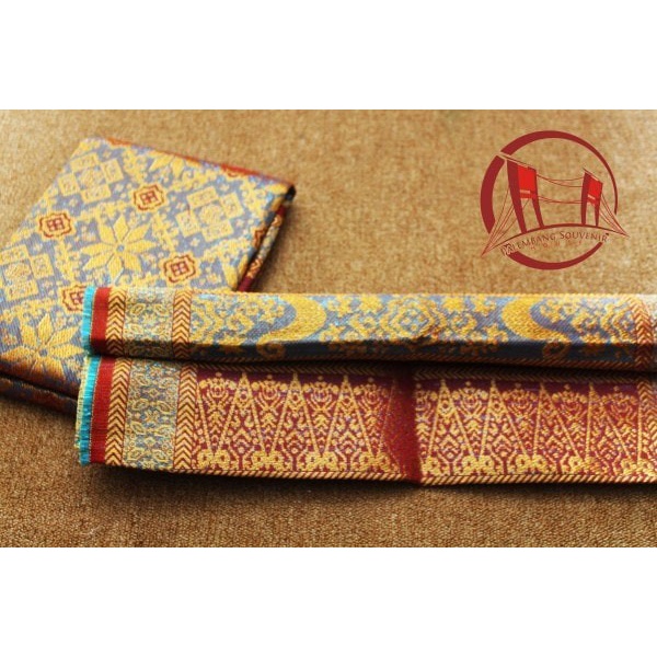 Songket Palembang Motif Lepus Pelangi Atbm Biru Muda