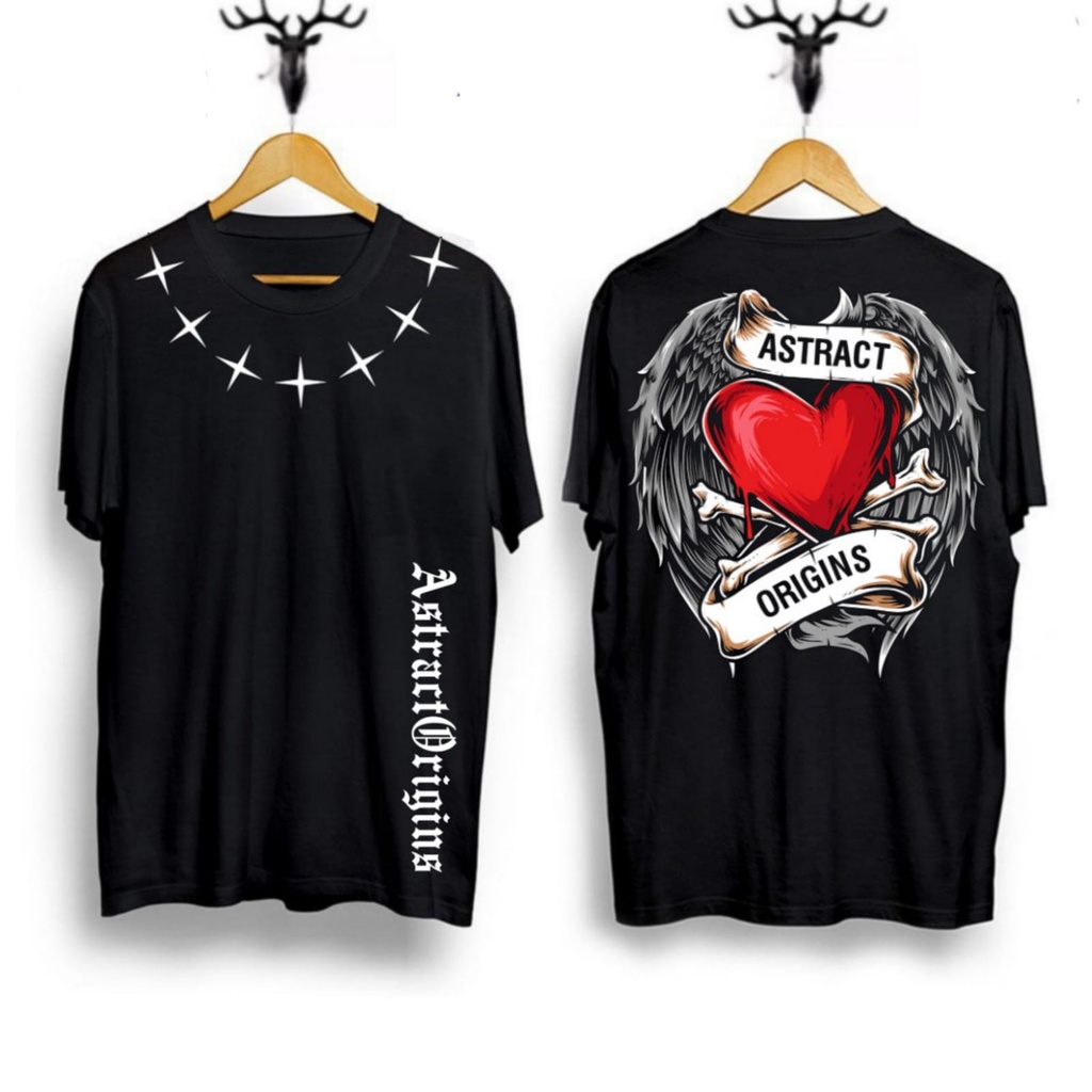 baju kaos distro T-shirt pria wanita lengan pendek baju kaos distro angel love baju sayap pelangi ba