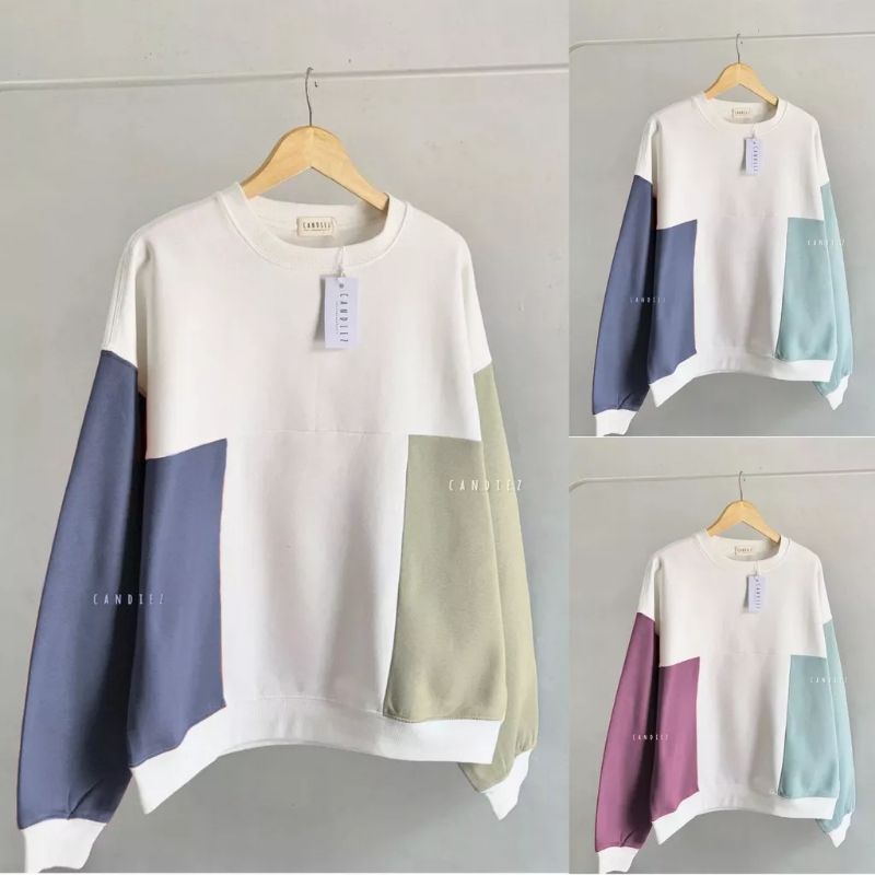 CANDIEZ SWEATER OVERSIZE WANITA CREWNECK WANITA  - 01 SWEATER KOREA