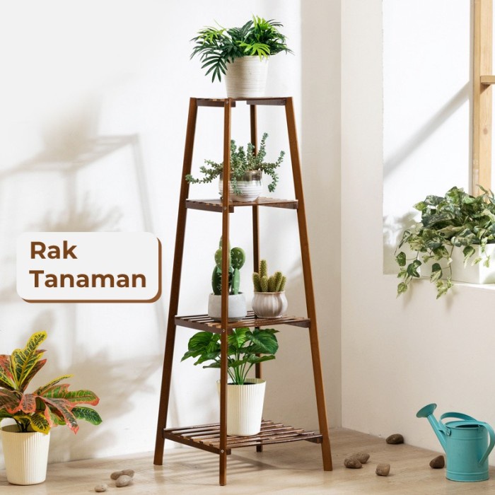 Rak Tanaman Hias Besi Anti Karat Standing Pot Bertingkat 4 Tingkat