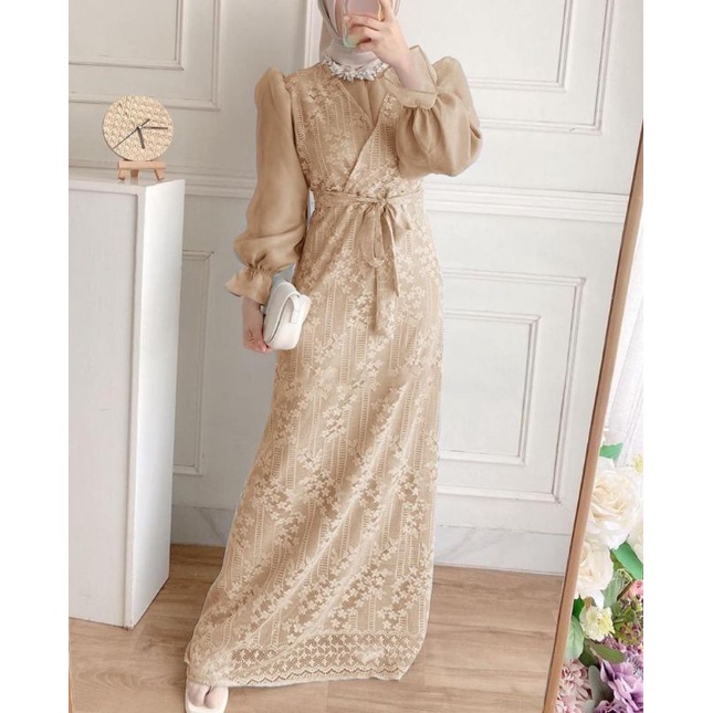 Dress Maxi Oliv Coku Dres kebaya moderen Gamis wisuda gamis kondangan dan pesta kekinian Lengan Balo