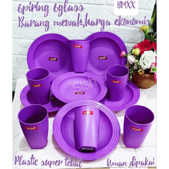 piring gelas set asvita tebal