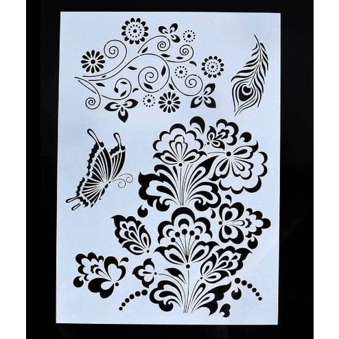 

Best Seller Plastic Stencil - Flower Feather Butterfly Pattern (29,5X21,0Cm)