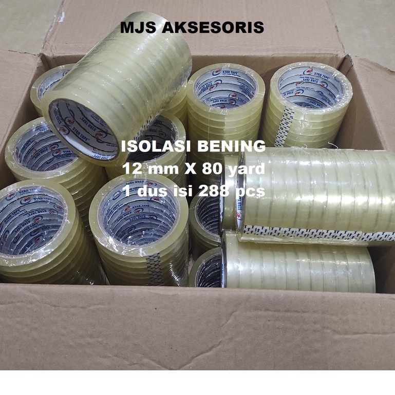 

Solasiban selotip Lakban 12 mm x 80 Yard solatip / isolasi 1/2 inch Golden star tape/Nawa 80 Yard