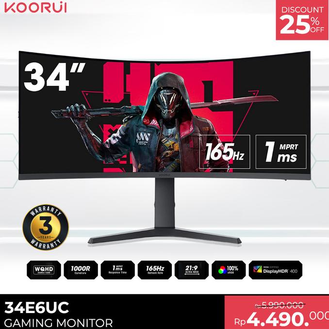 Koorui 34E6Uc Curved Gaming Monitor 21:9 Ultra Wide 165Hz 1Ms Hdr Quinayi