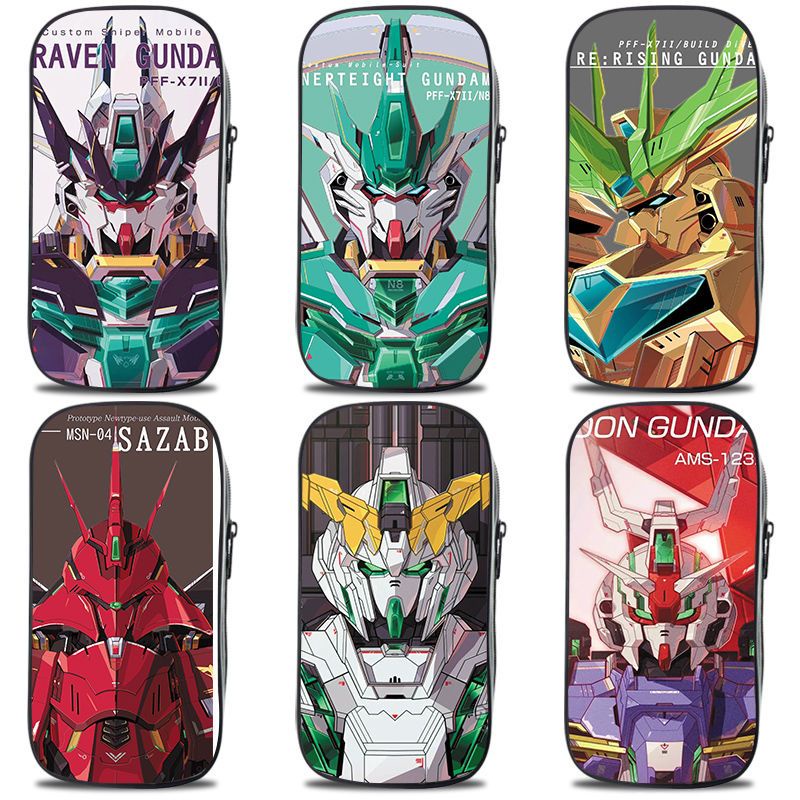 

⊙○✕Gundam Mobile Suit multi-layer kotak alat tulis tas pensil kanvas kapasitas besar kotak penyimpanan siswa tas pensil ritsleting pasang