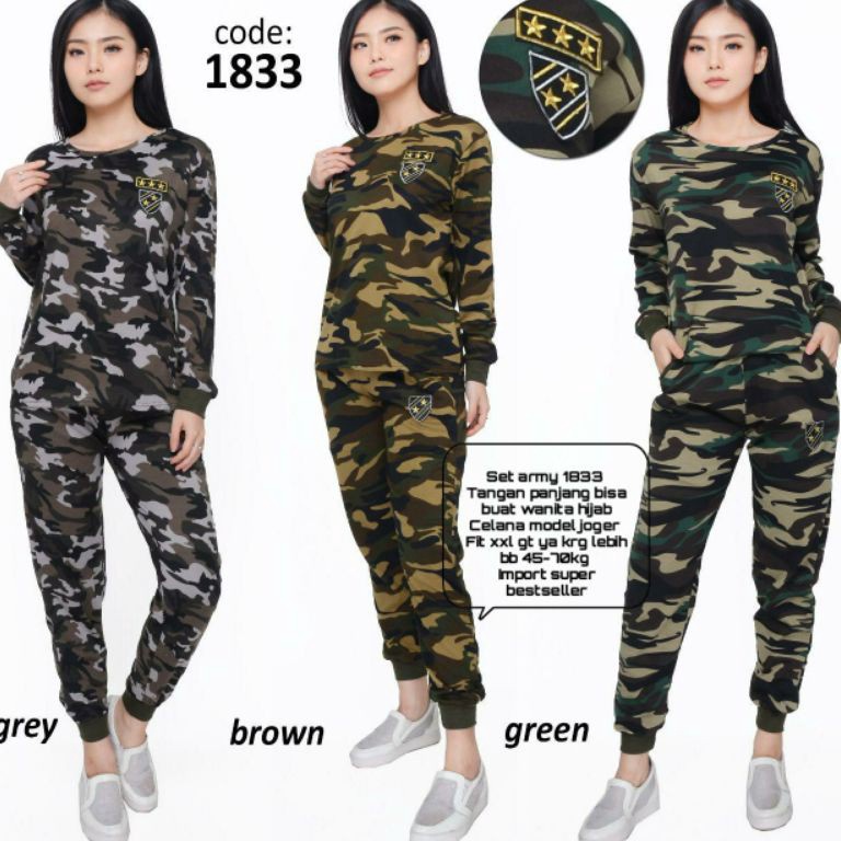 REKOMENDASI. ORIGINAL TERLARIS Stelan loreng baju doreng army logo USA Amerika Senam Wanita celana j