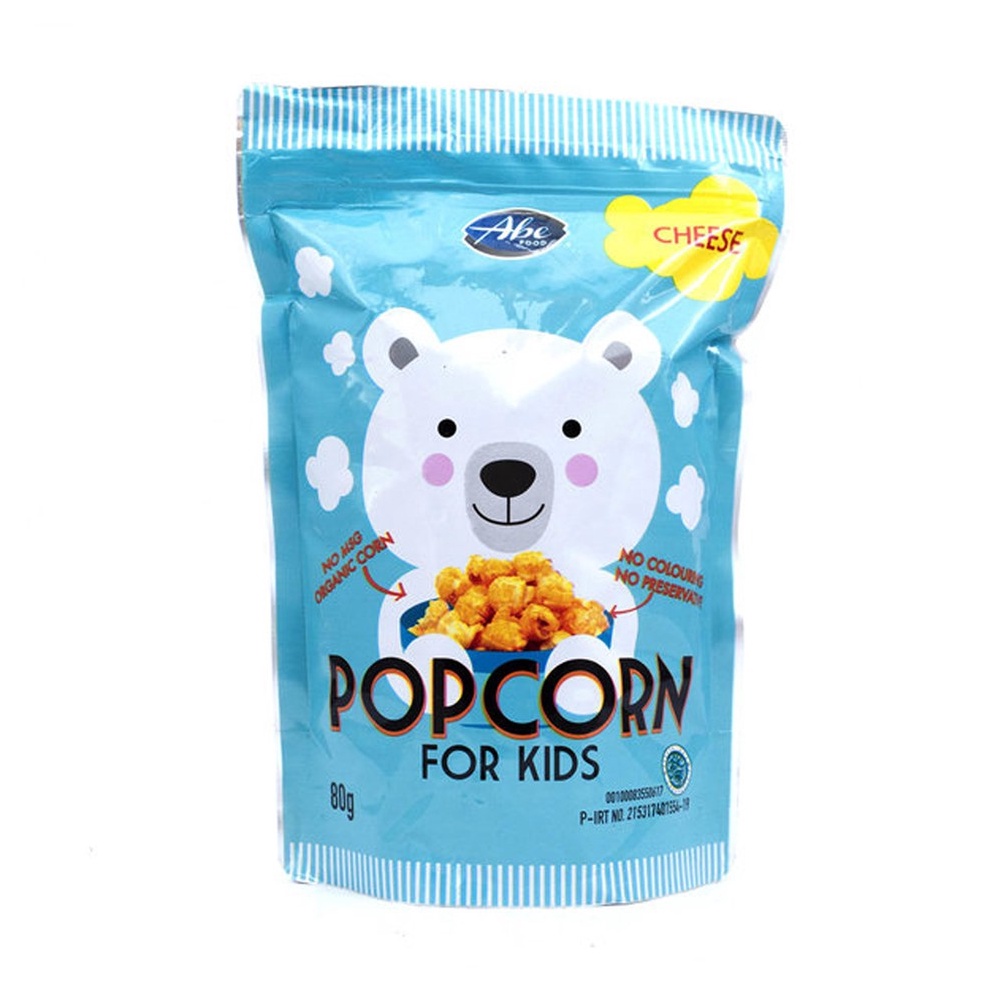 

Stok banyak Abe Food Popcorn For Kids Snack Makanan Ringan Anak Cheese Keju 80g 50
