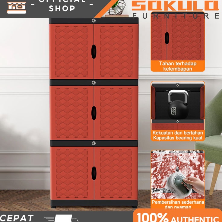 Limited8p3Od Sakula lemari pakaian plastik lemari plastik susun lemari plastik Full Kunci Lemari Pak