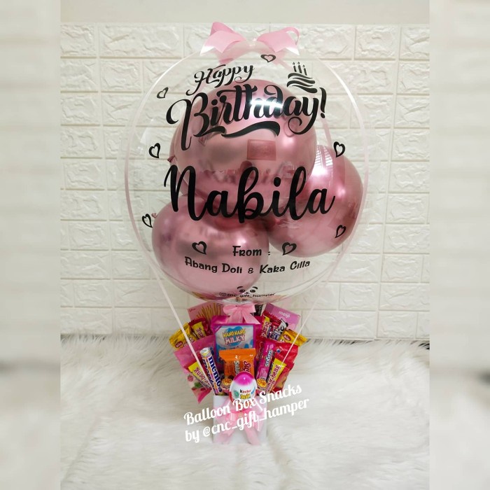 Jual Balloon Box Snacks/Buket Balon Snacks/Kado Ultah/Kado Balon Bergaransi