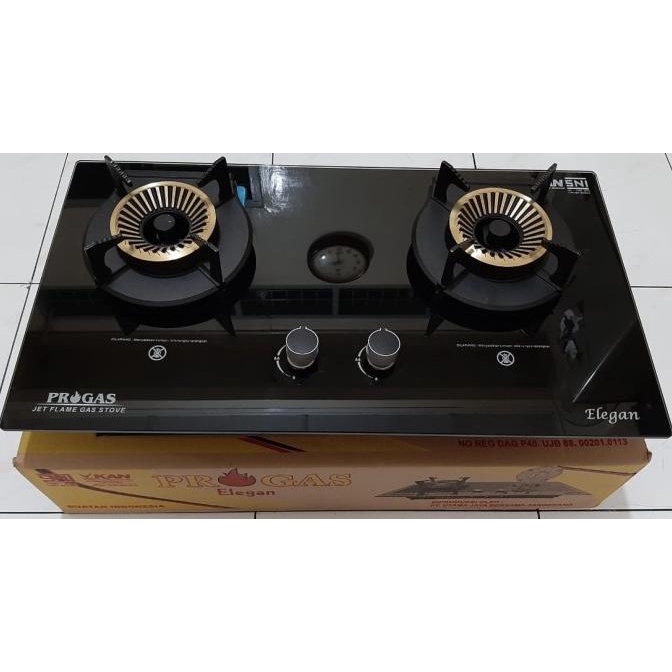 %%%%] Kompor Tanam Progas 2 Tungku Elegan / Kompor Gas Tempered Glass