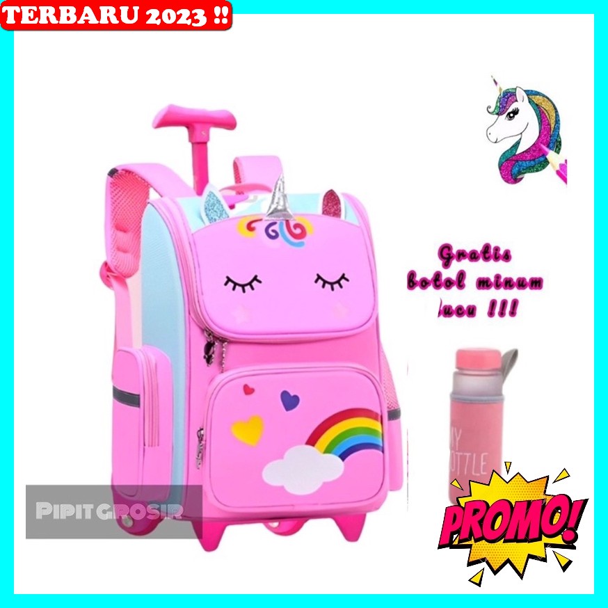 Trolley Perempuan Sd Ransel Roda Traveling Tas Troli Anak Tk Troley Lipat Murah Troly Sekolah Tiga P