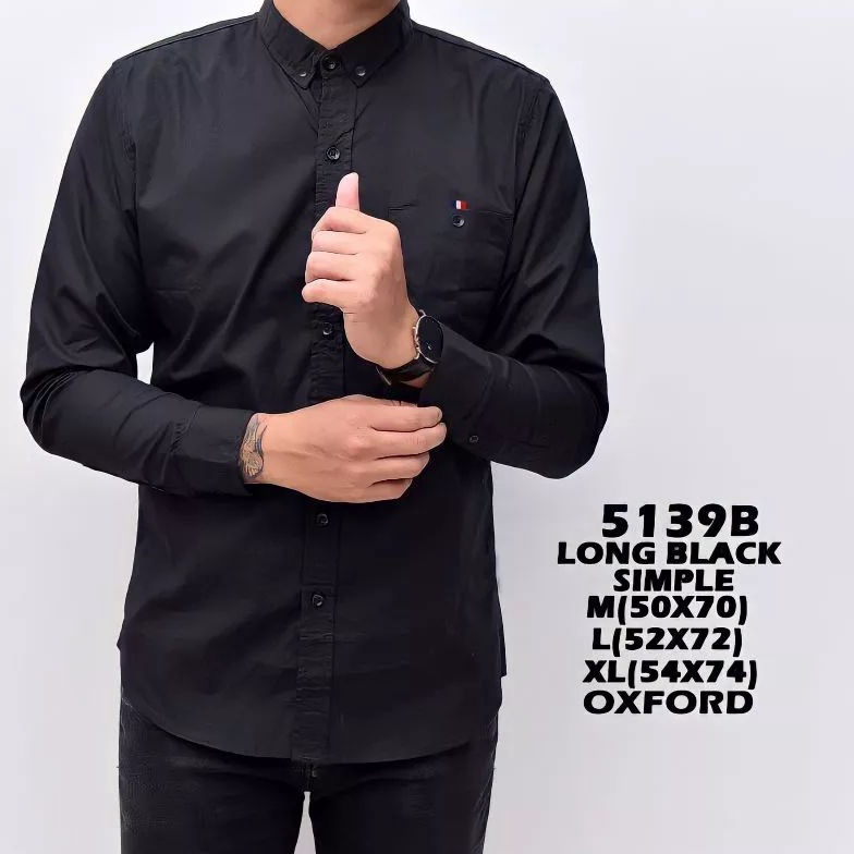 Miliki Kemeja Polos Pria Warna Hitam Lengan Panjang Pendek Hem kemeja Warna Navy Biru Doker Hijau Ar