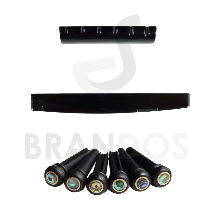 Nut Saddle Bridge Pin Kayu Ebony (6 Pcs) Gitar Akustik Gp-07 Set Hitam