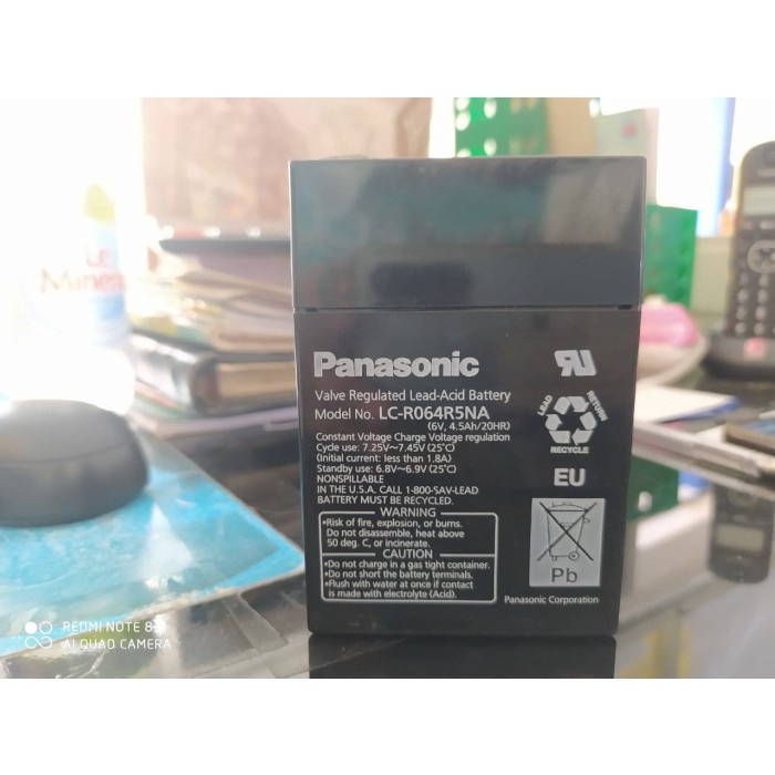 Baterai Kering/Aki Kering Lampu Darurat Panasonic 6V/4,5Ah Lc-R064R5Na