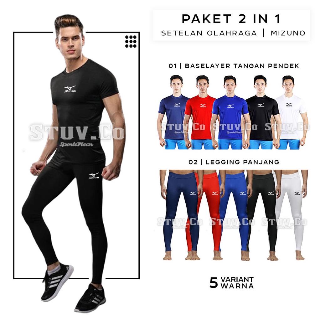 Trending Stelan Baselayer Shortsleeve Lengan Pendek Legging Panjang Daleman Olahraga Pria Wanita
