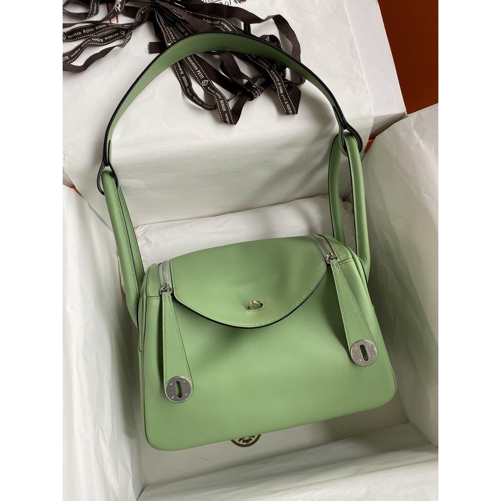 Swift Herme_ Lindy 26 Boston shopping handbag shoulder shopper tote palladium handmade stitch