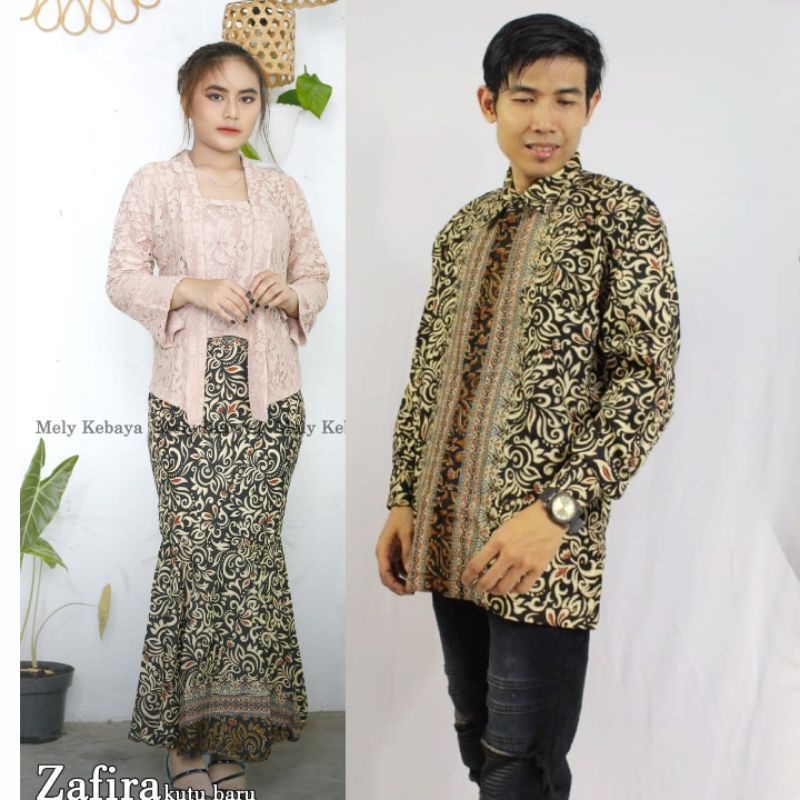 couple Kebaya Kutu Baru Modern/Hem Batik Pria/Kebaya Serambit/Rok Duyung/Couple Keluarga