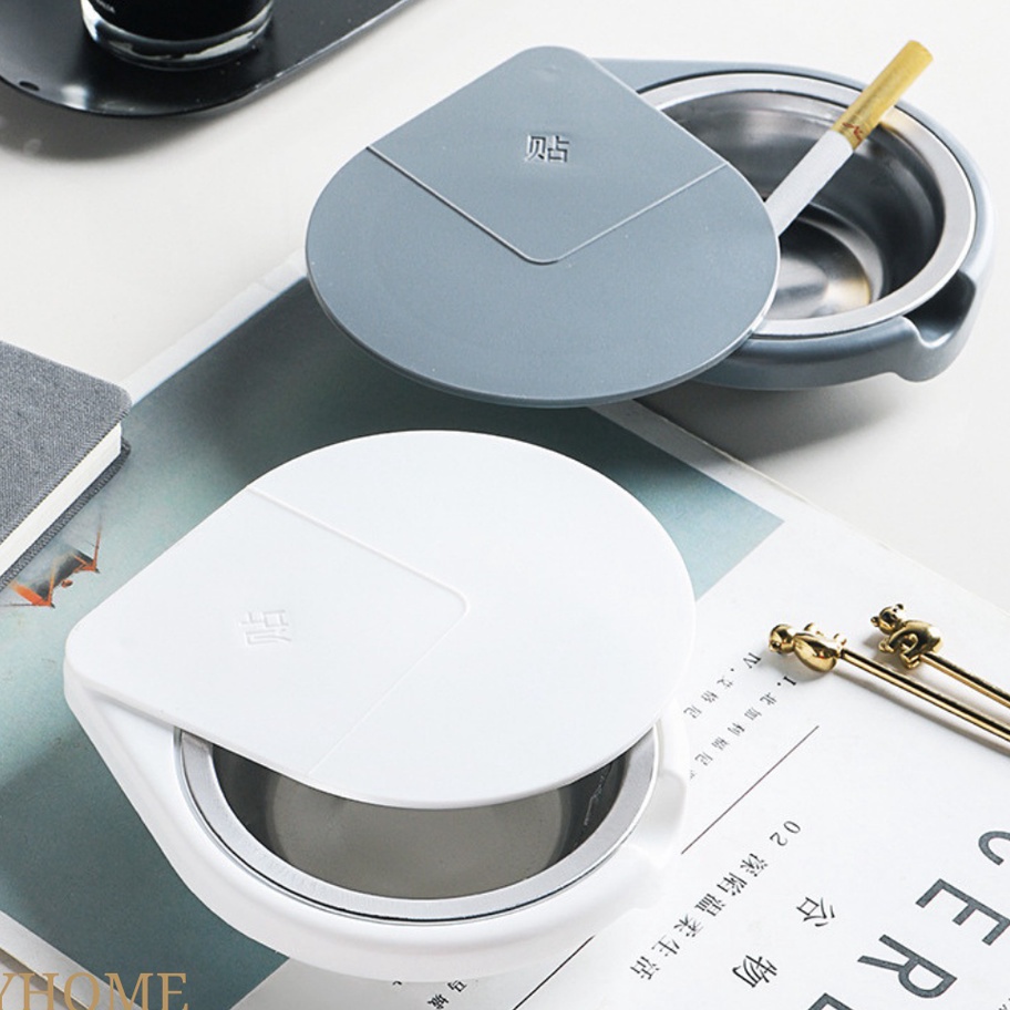 ☋➔✰✪ YHOME Asbak portable / Tempat Rokok Bulat Portable Unik dengan Tutup / Tempat asbak rokok / Asb