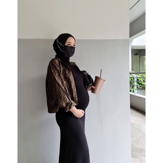 ATA300 riche- basic long inner dress lengan panjang busui friendly/baju hamil/foto maternity/original bahan knit premium/bodycone/span/outfit hijab ||
