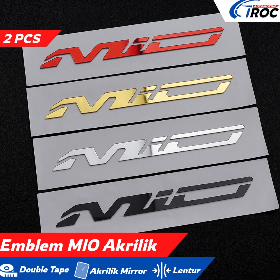 qB 2PCS STIKER EMBLEM MIO STIKER MIO TIMBUL LOGO MIO SPORTY STIKER MOTOR MIO SMILE AKRILIK 3D MENGKI
