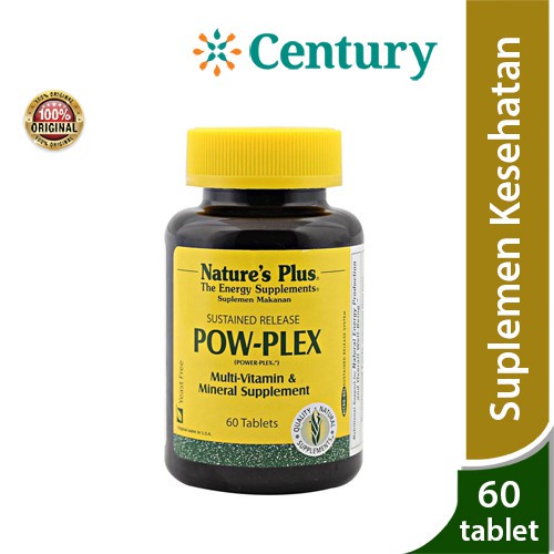 Nature's Plus Pow Plex 60 Kapsul/Multivitamin/Vitamin C A D E/Daya Tahan Tubuh/antioksidan