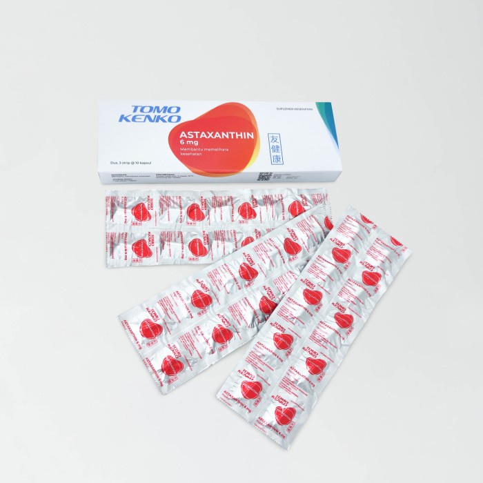 Astaxanthin 6 mg Tomo Kenko Kekebalan Tubuh, Mata & Kulit Strip