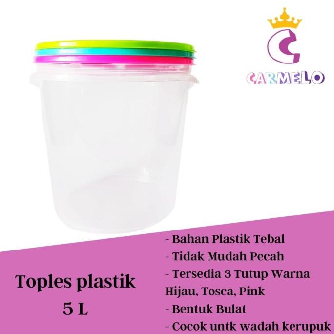 *#*#*#] Toples Plastik 5L Isi 2PC/Kerupuk/Kue Kering/Roti/ToplesBulat/Sealware