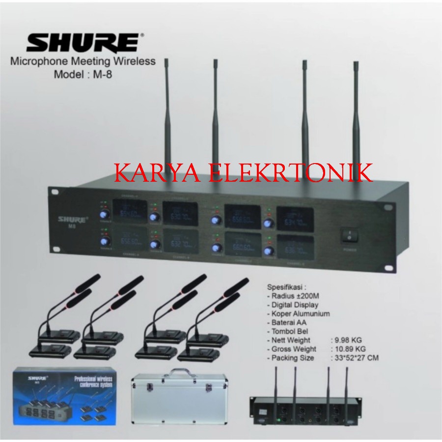 Mic Wireless SHURE M8 Podium Conference SHURE M 8 8 Mic Meja Podium