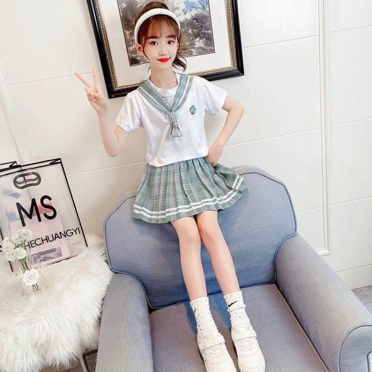 Setelan Rok Anak Perempuan Cute Sailor Japan Rain