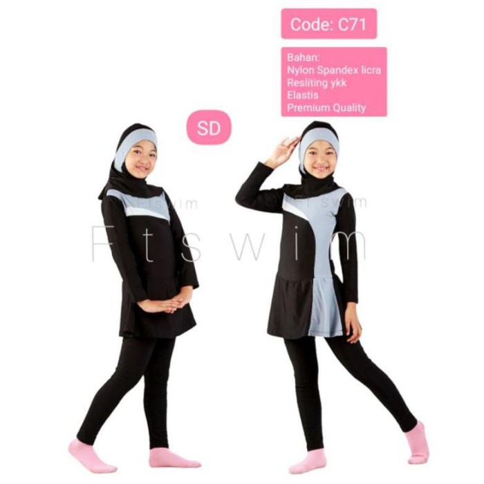 Baju renang anak perempuan/pakaian renang anak TK SD muslimah/baju