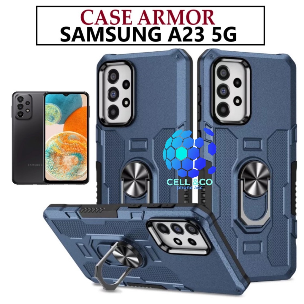 Case Armor New SAMSUNG GALAXY A23 5G Iring Cincin Magnetic Kesing Hp Protect kamera Premium Hard Case Standing Robot Pelindung Kamera