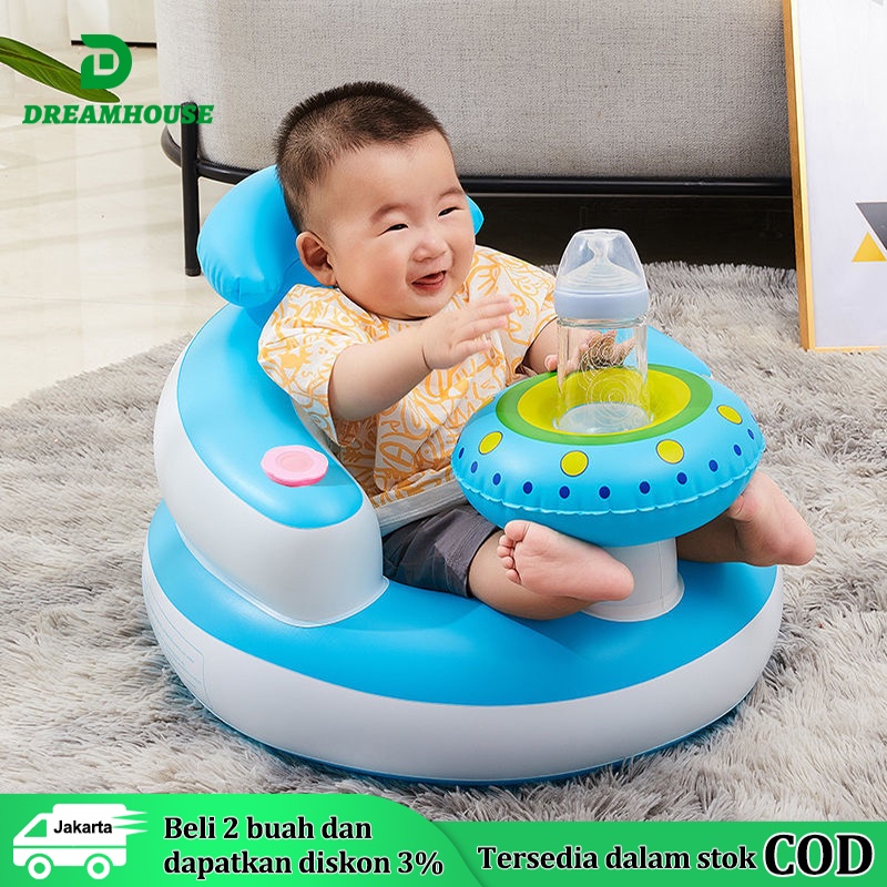 Sofa tiup untuk Bebek Sofa Tiup Kursi Pompa Tempat Duduk Bayi Balon Infant Seat Sofa Kursi Makan Bayi /sofa angin termurah dapat digunakan saat makan dan saat mandi tempat duduk bayi balon/sofa bayi/tempat duduk bayi/kursi balon bayi duduk